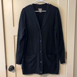 Duluth Trading Company Long Black Cardigan with Buttons Size L